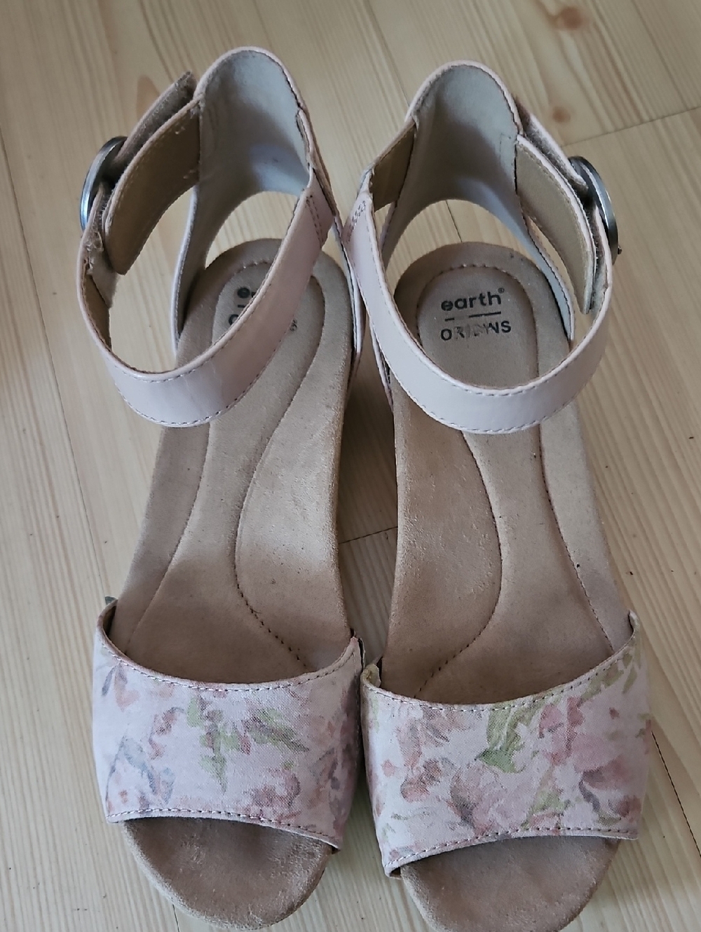 Earth Origins Blush Floral Ankle-Strap Sandals